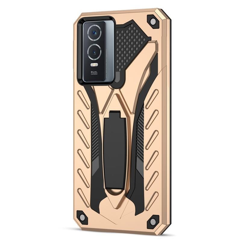 Phantom hybridní odolný kryt s výklopným stojánkem na mobil Vivo Y76 5G/Y76s - zlatý