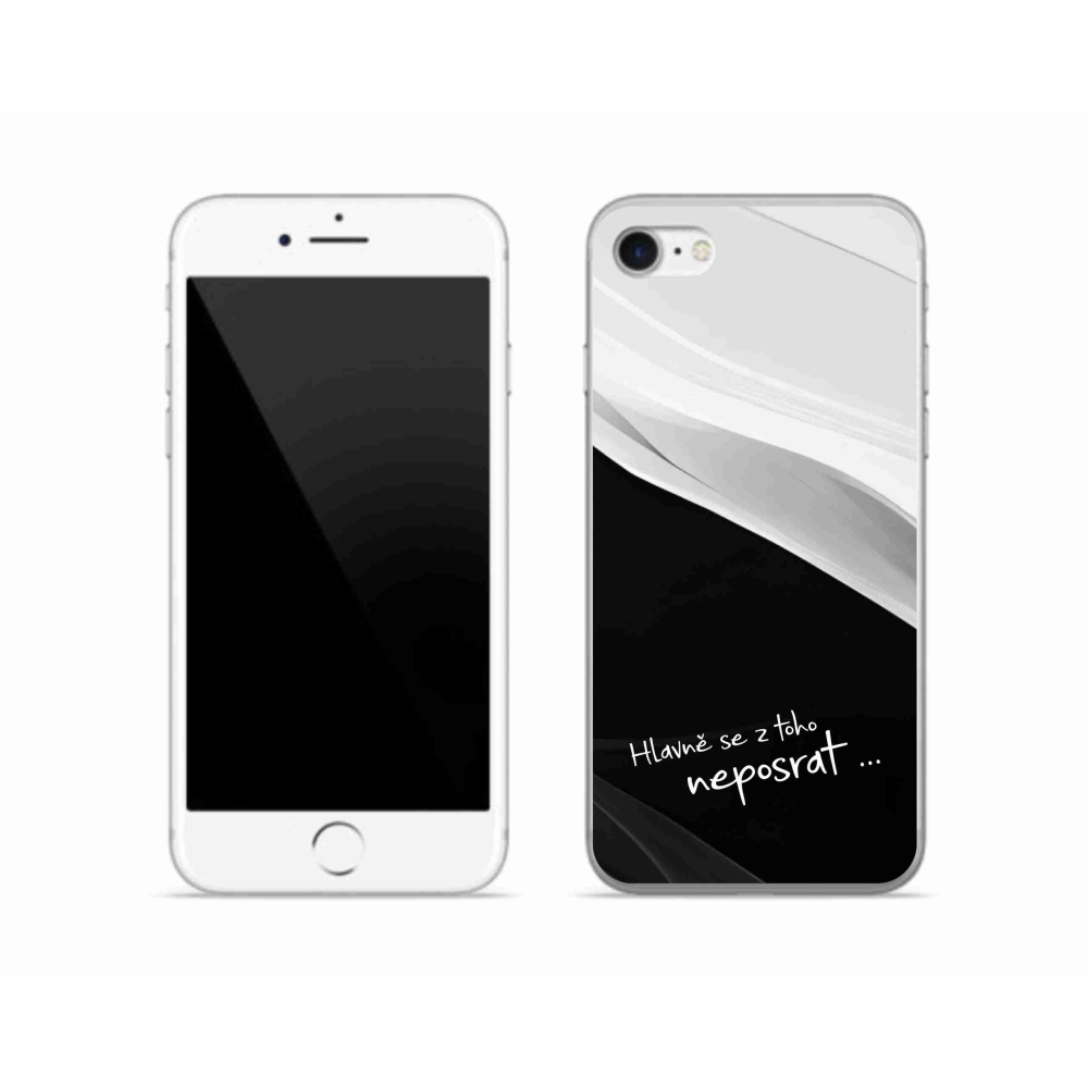 Gelový kryt mmCase na iPhone SE (2022) - vtipný text 13 černobílé pozadí