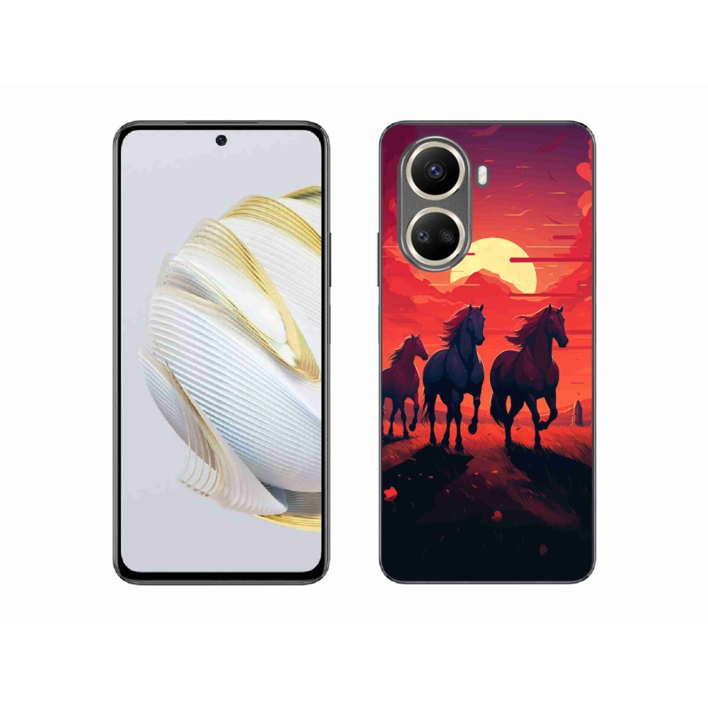 Gelový kryt mmCase na Huawei Nova 10 SE - koně a západ slunce