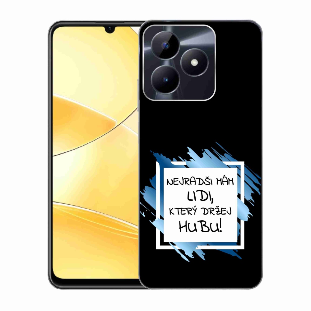 Gelový kryt mmCase na Realme C51/C53 - vtipný text 7 bíločerné pozadí