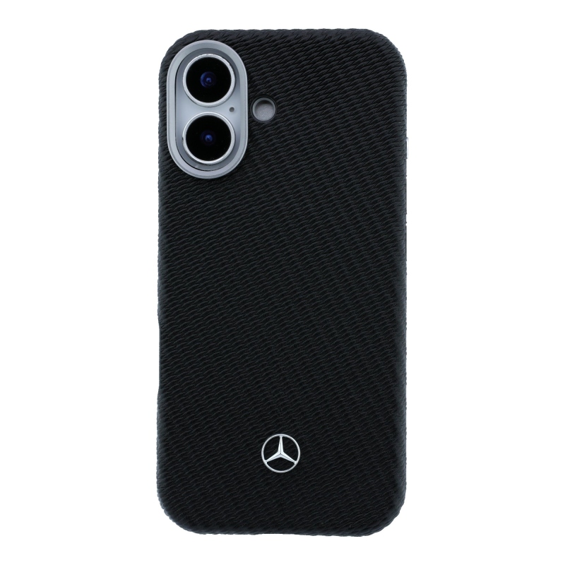 Mercedes PU Leather Wood Semi Wrap MagSafe Zadní Kryt pro iPhone 17 Black