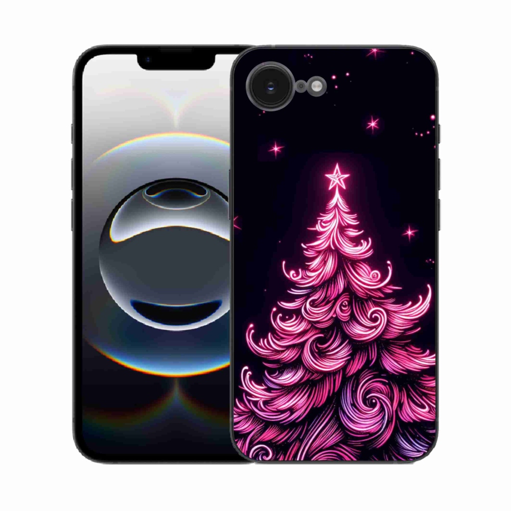 Gelový kryt mmCase na iPhone 16e - neonový vánoční stromek 2