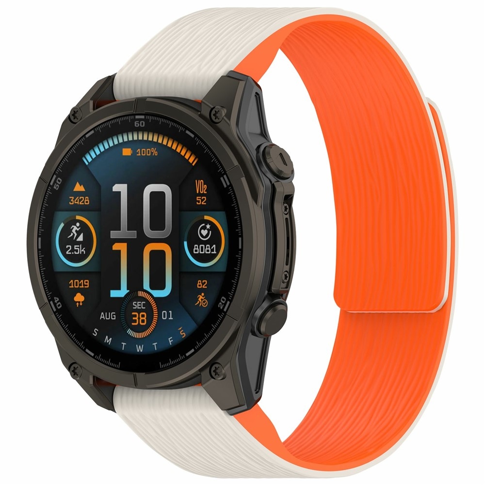 Pins silikonový řemínek na Garmin Fenix 8 Pro 47mm/Fenix 8 47mm - béžový/oranžový