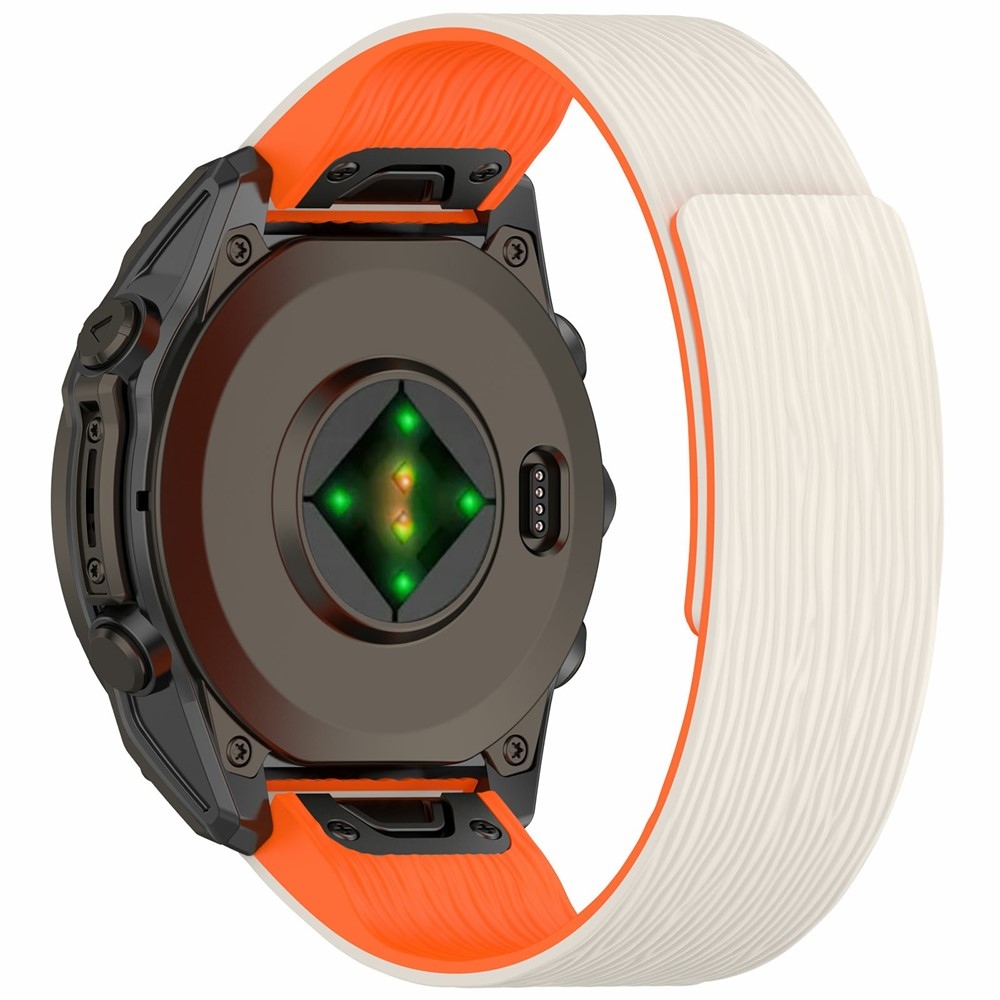 Pins silikonový řemínek na Garmin Fenix 8 Pro 47mm/Fenix 8 47mm - béžový/oranžový