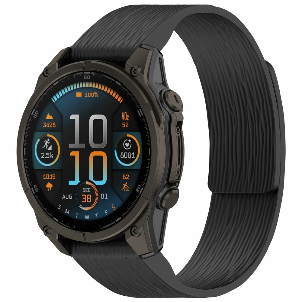 Pins silikonový řemínek na Garmin Fenix 8 Pro 47mm/Fenix 8 47mm - černý