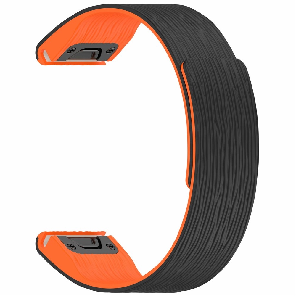 Pins silikonový řemínek na Garmin Fenix 8 Pro 47mm/Fenix 8 47mm - černý/oranžový
