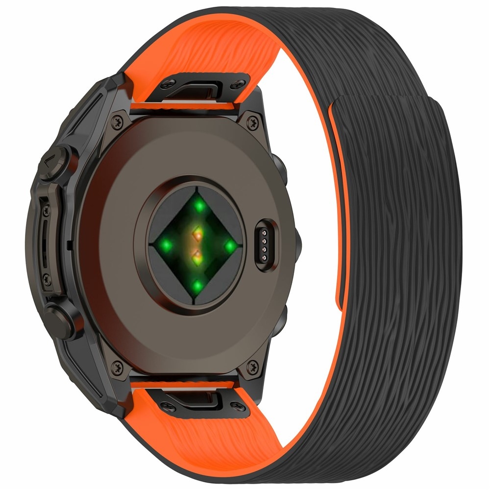 Pins silikonový řemínek na Garmin Fenix 8 Pro 47mm/Fenix 8 47mm - černý/oranžový