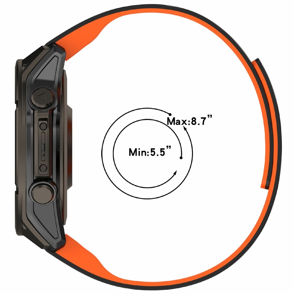 Pins silikonový řemínek na Garmin Fenix 8 Pro 47mm/Fenix 8 47mm - černý/oranžový