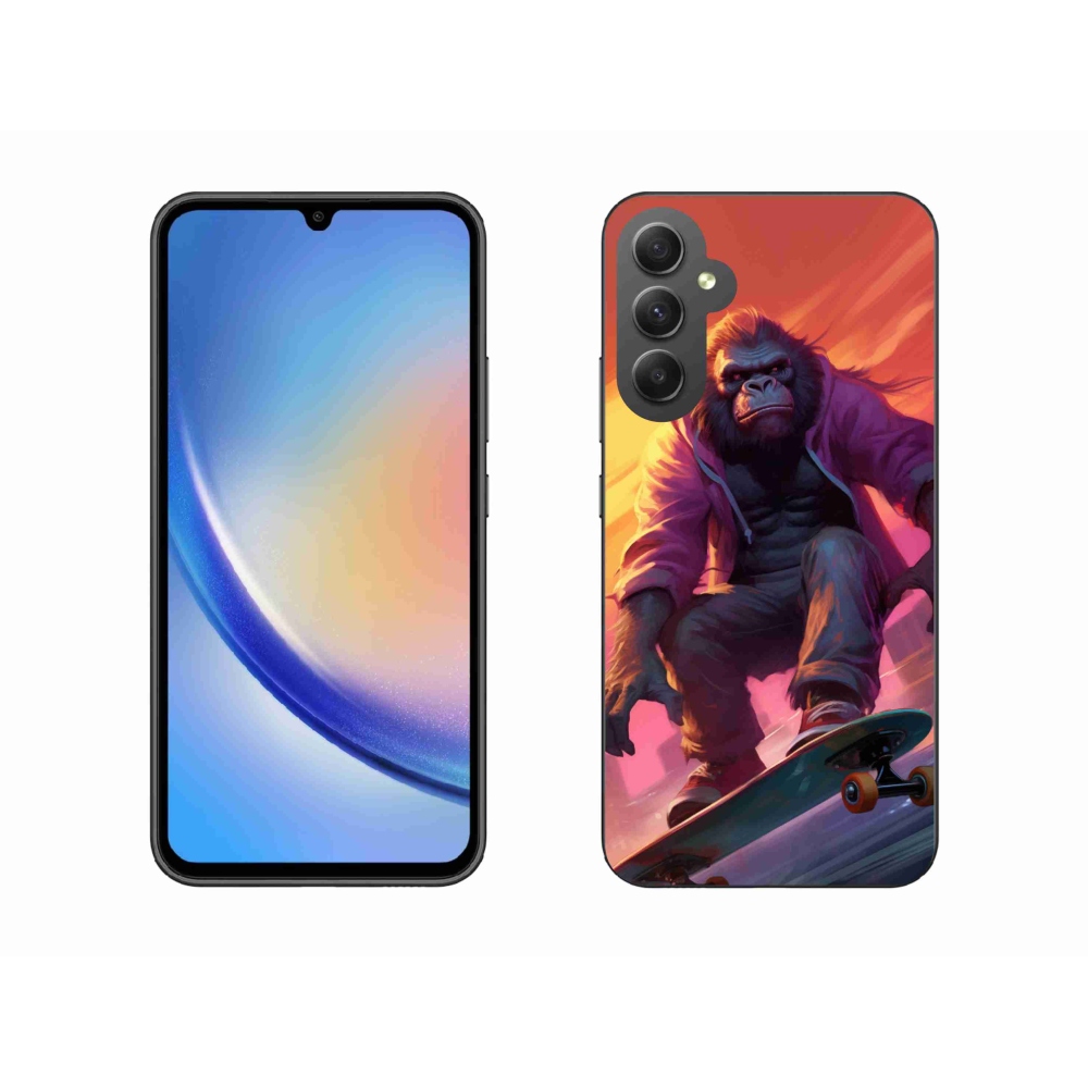 Gelový kryt mmCase na Samsung Galaxy A34 5G - gorila na skateboardu