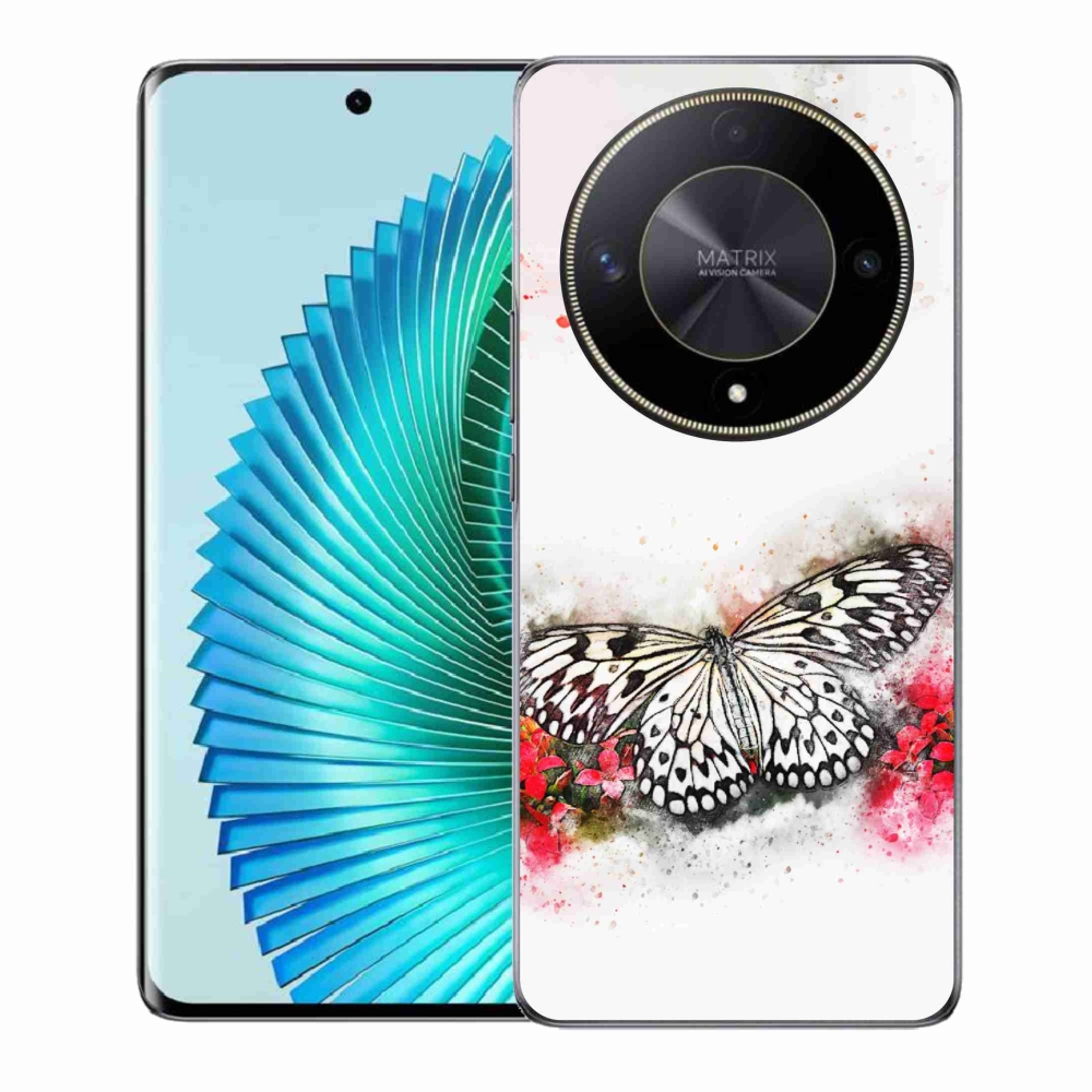 Gelový kryt mmCase na Honor Magic 6 Lite 5G - černobílý motýl