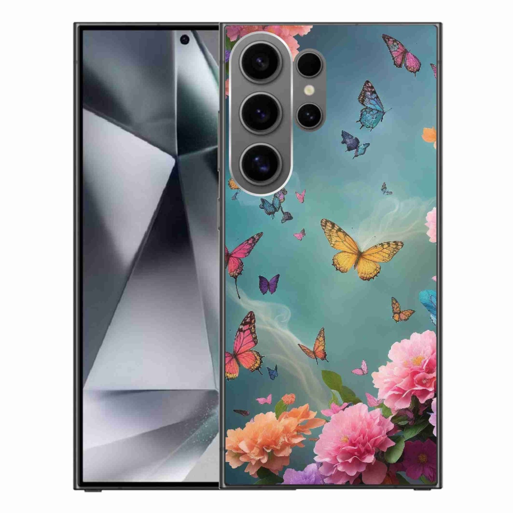 Gelový kryt mmCase na Samsung Galaxy S24 Ultra - barevné květy a motýli