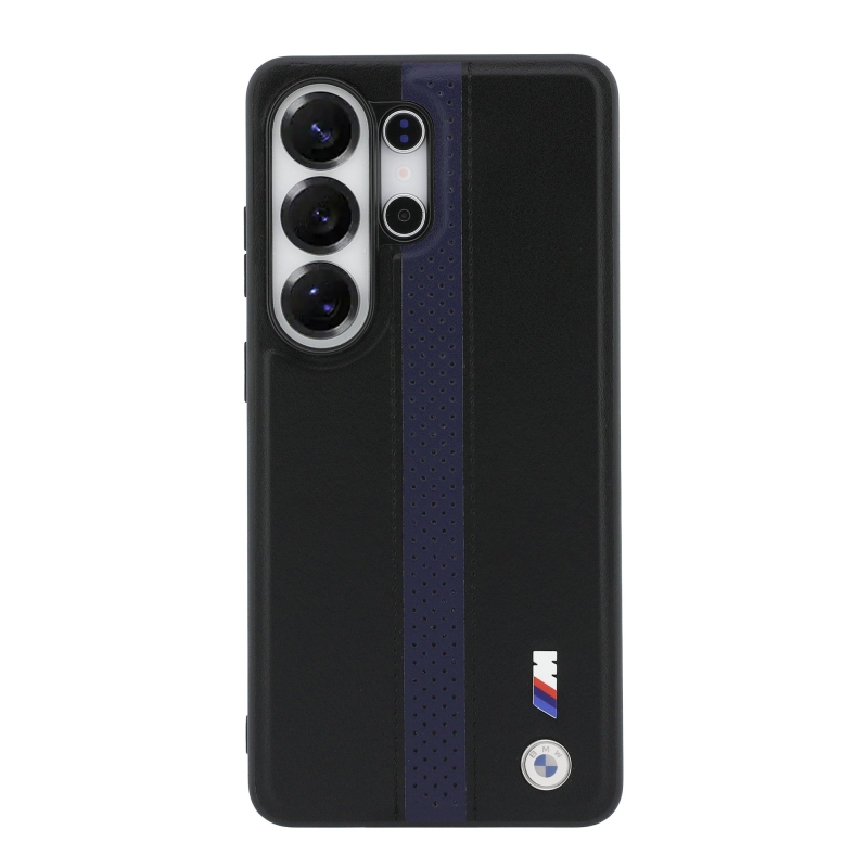 BMW M PU Leather Perforated Stripes and Metal Logo Magnetic Zadní Kryt pro Samsung Galaxy S26 Ultra Blue