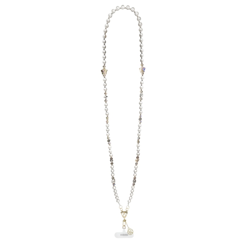 Guess Crossbody Popruh Pearl and 4G Charm White