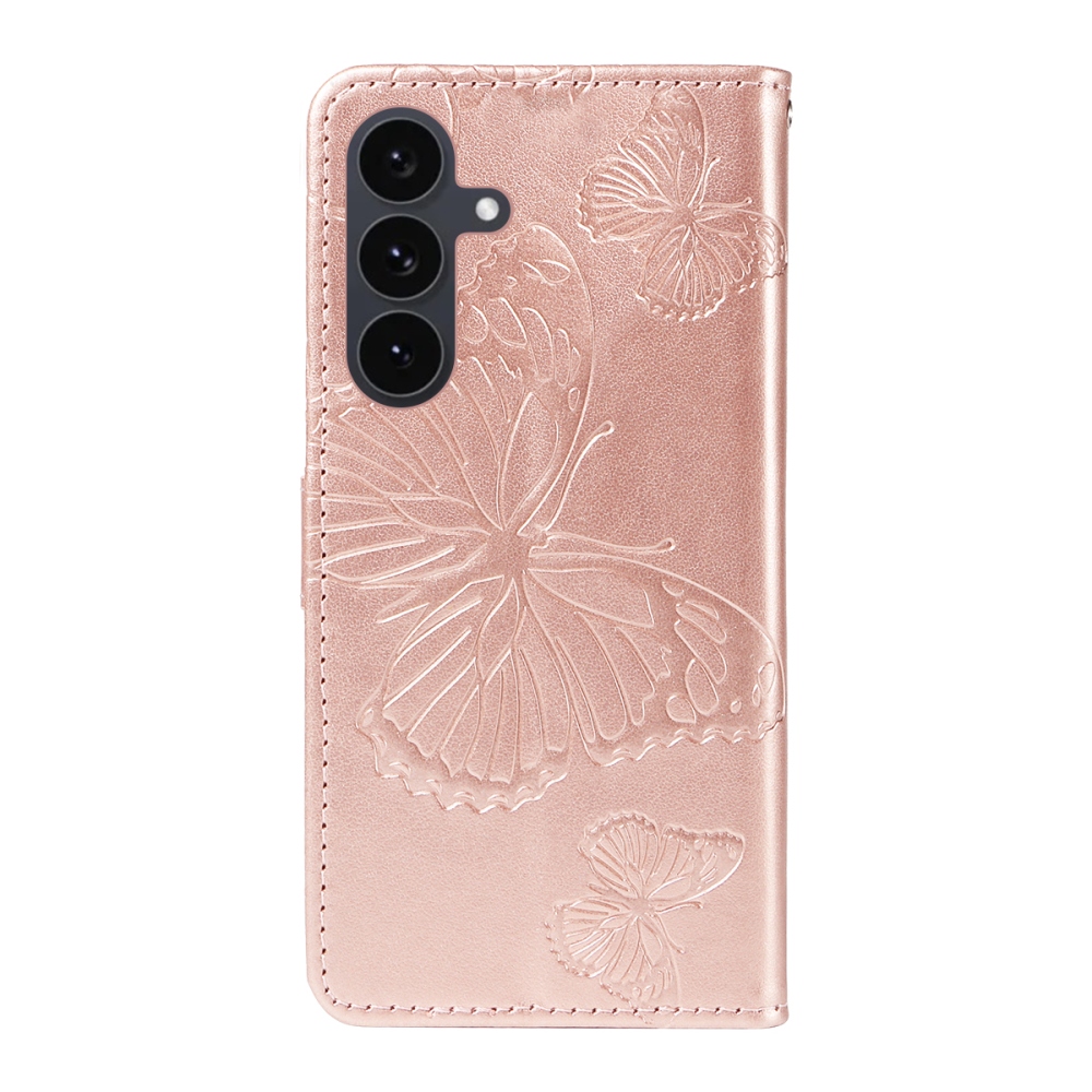 Big Butterfly knížkové pouzdro na Samsung Galaxy S25 FE - růžovozlaté