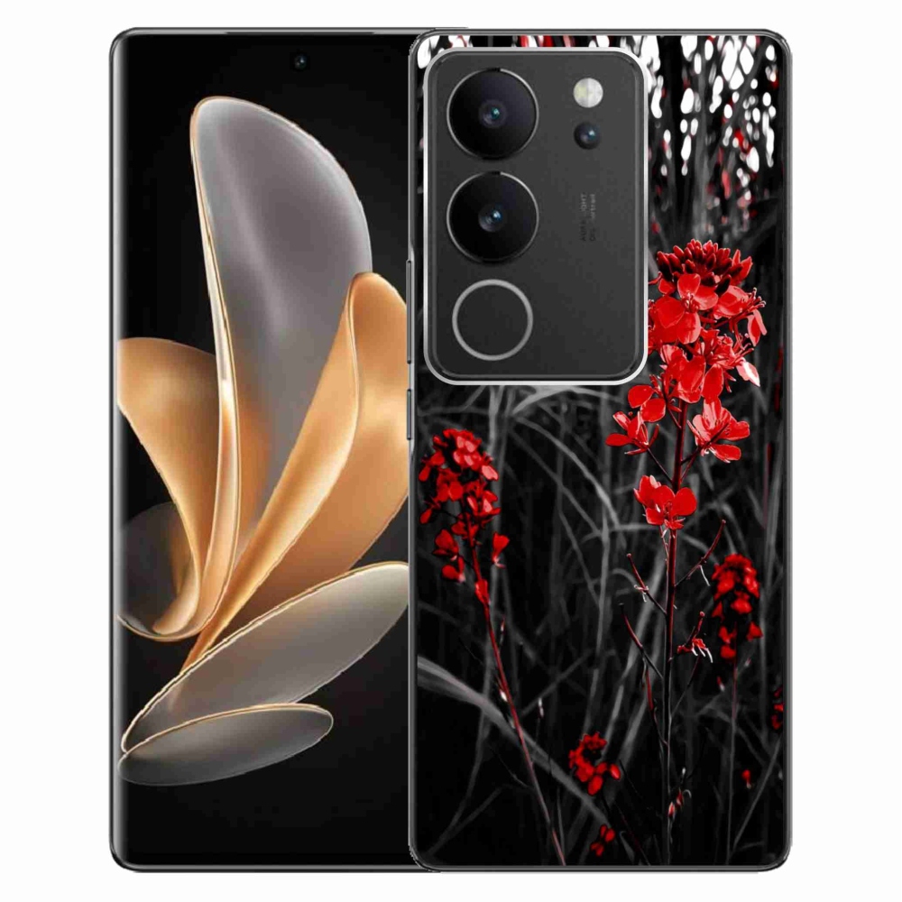 Gelový kryt mmCase na Vivo V29 5G - červená rostlina