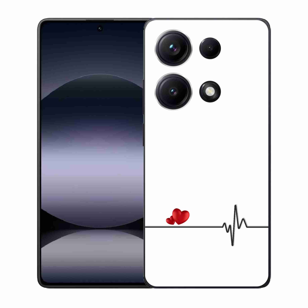 Gelový kryt mmCase na Xiaomi Redmi Note 14S - srdce a tep bílé pozadí