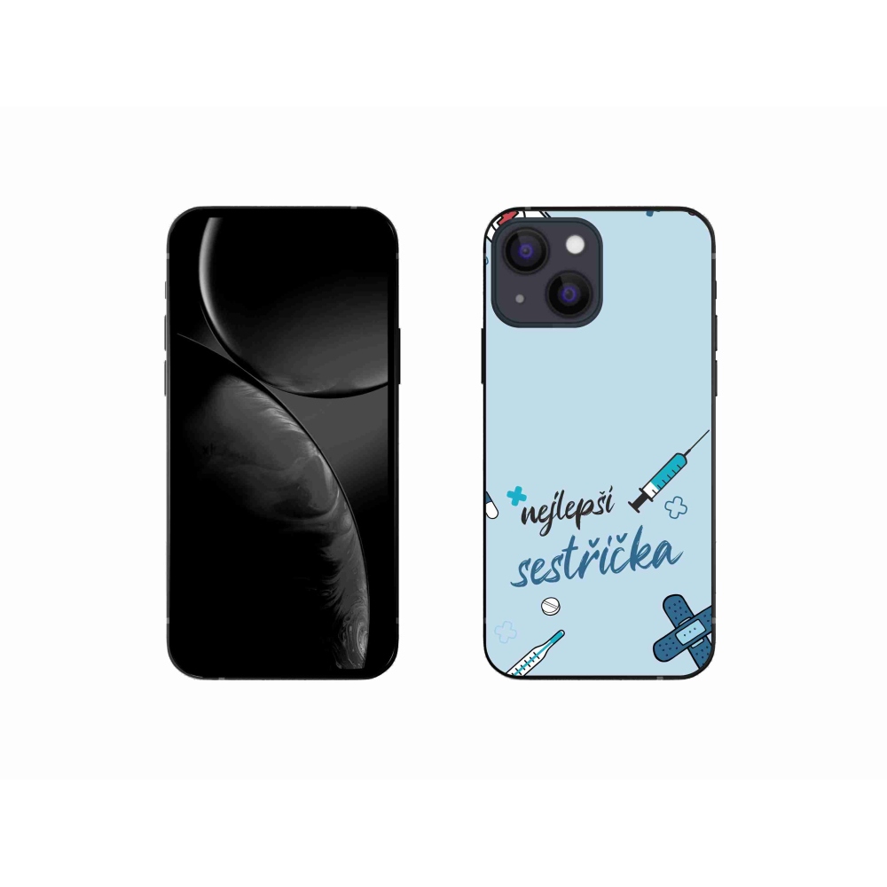 Gelový kryt mmCase na iPhone 13 mini 5.4 - nejlepší sestřička modré pozadí