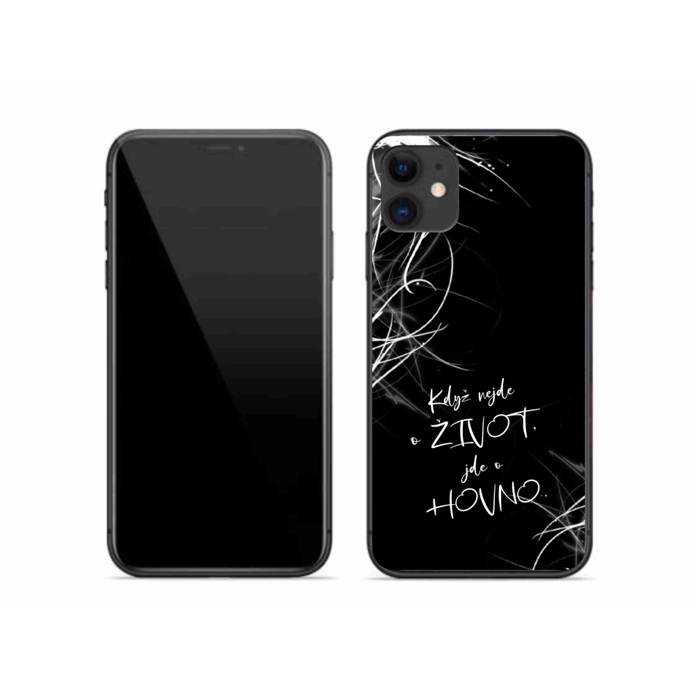 Gelový kryt mmCase na iPhone 11 - vtipný text 16 černé pozadí