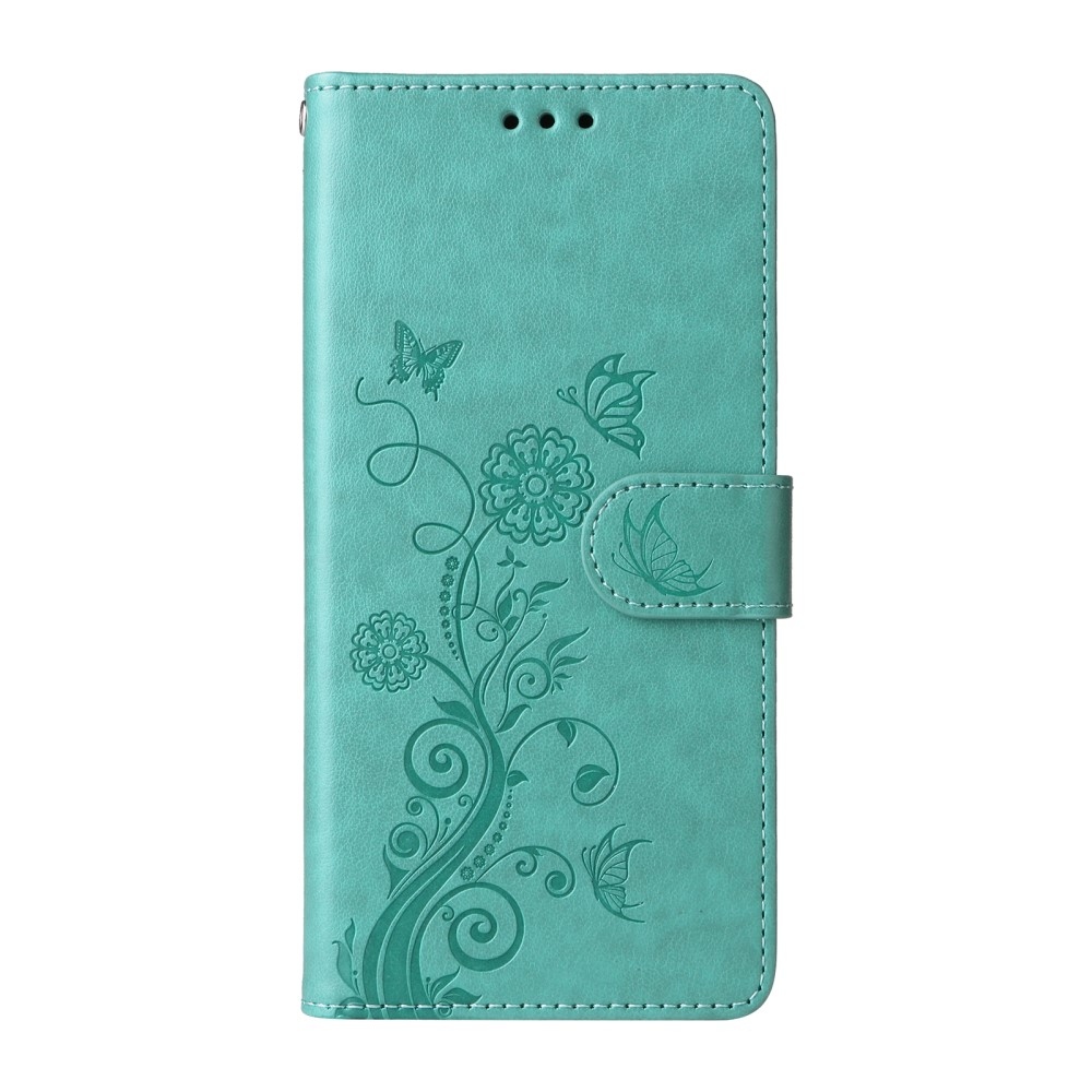 Flowery knížkové pouzdro na Xiaomi Redmi A5 (173.45x79.35x8.45mm) - modrozelené