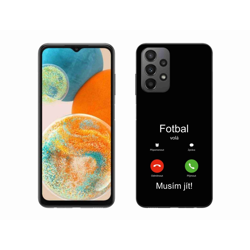 Gelový kryt mmCase na Samsung Galaxy A23 4G/5G - fotbal volá černé pozadí