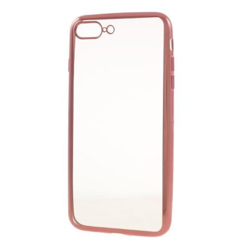 Plate gelový obal s kontrastním rámováním na iPhone 7 Plus a 8 Plus - rosegold