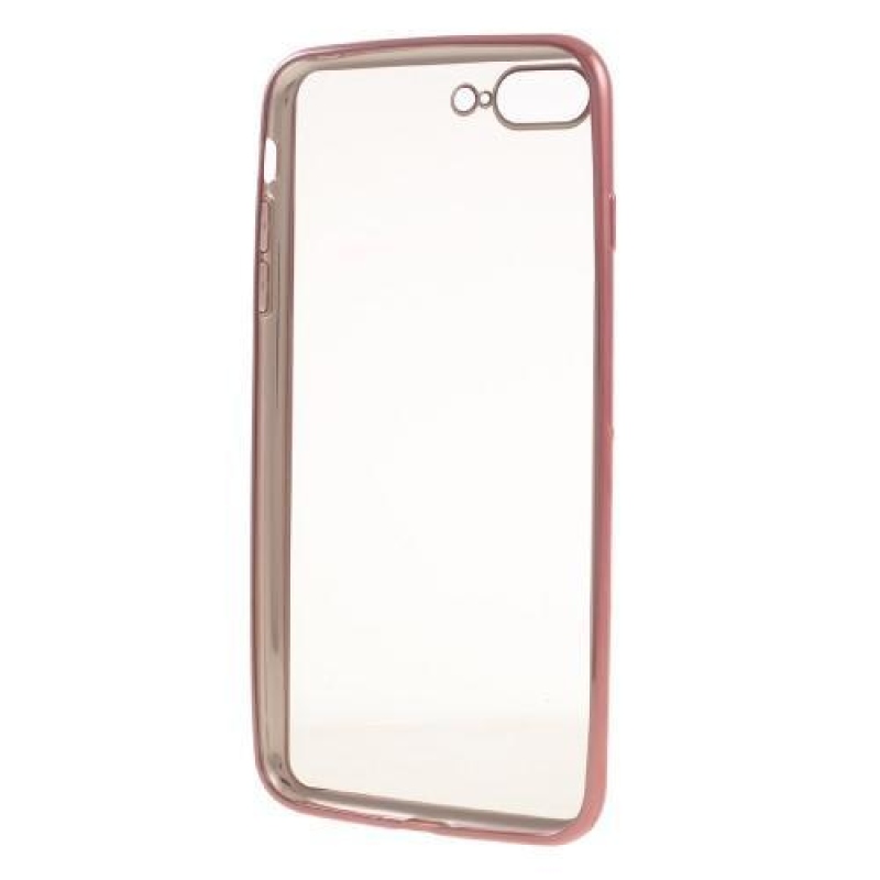 Plate gelový obal s kontrastním rámováním na iPhone 7 Plus a 8 Plus - rosegold