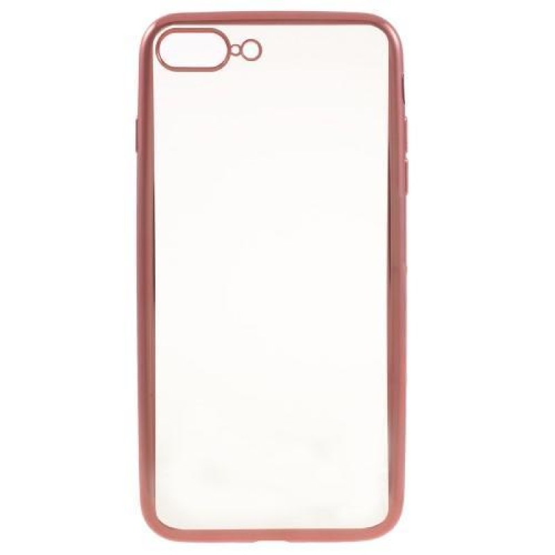 Plate gelový obal s kontrastním rámováním na iPhone 7 Plus a 8 Plus - rosegold