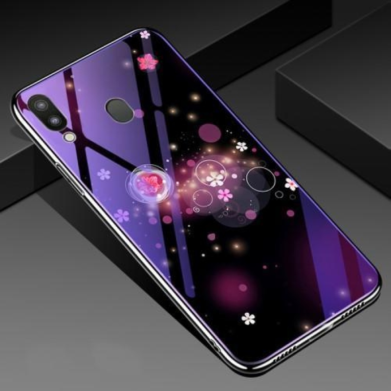 Plated gelový obal na mobil Samsung Galaxy M20 - bubliny a květiny