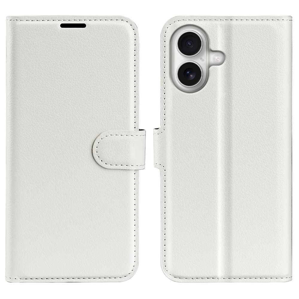 Litchi knížkové pouzdro na iPhone 17 - bílé