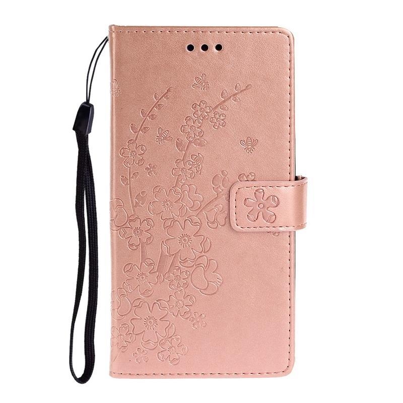 Plum PU kožené peněženkové pouzdro na mobil Xiaomi Redmi 8A - růžovozlaté