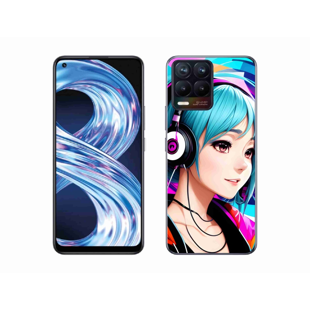 Gelový kryt mmCase na Realme 8 Pro - dívka se sluchátky