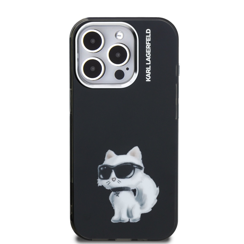 Karl Lagerfeld IML Aquarelle Choupette Zadní Kryt pro iPhone 15 Pro Max Black