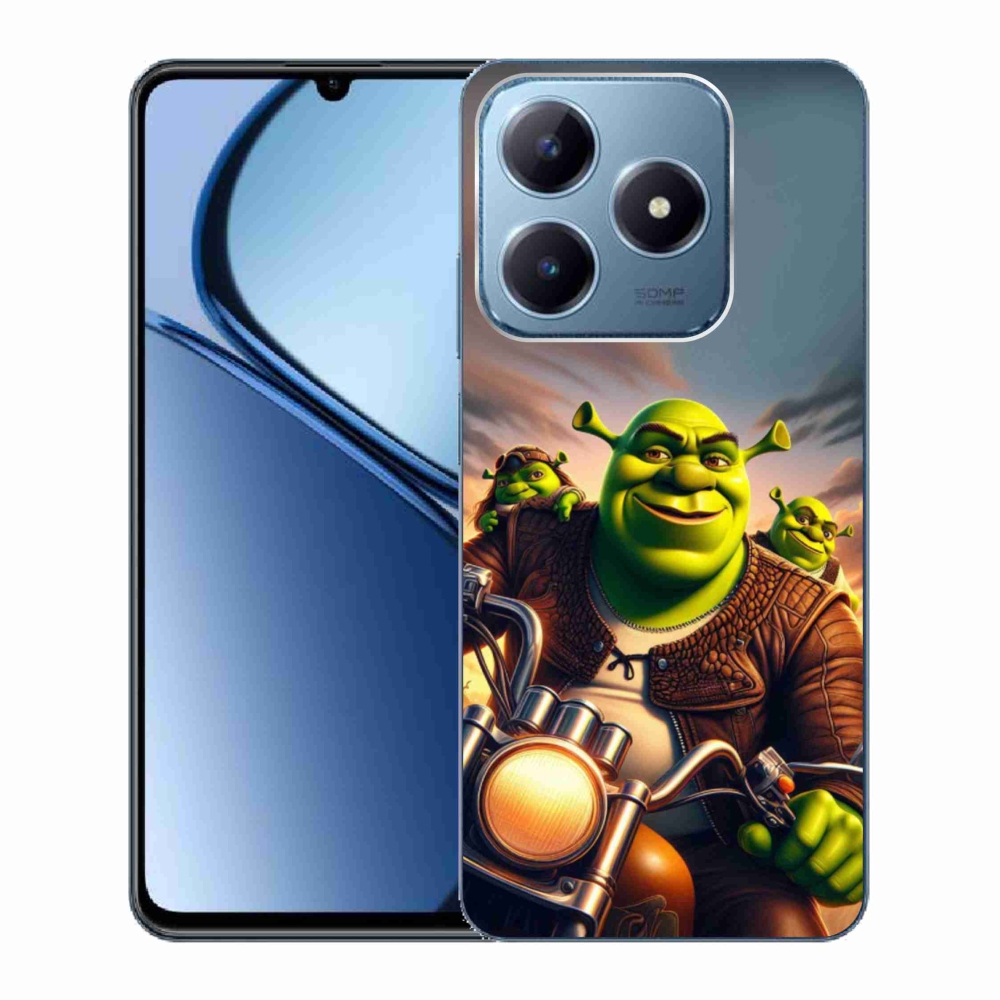 Gelový kryt mmCase na Realme C63 - shrek na motorce