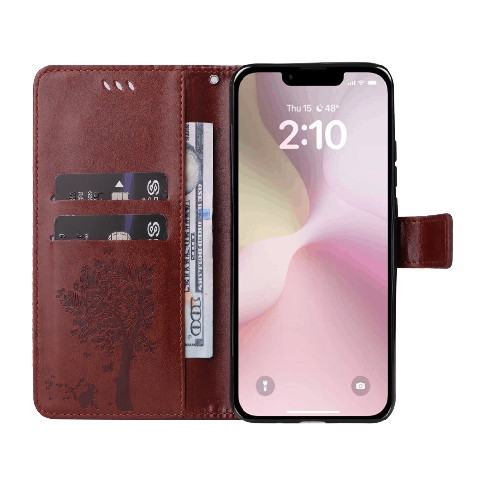 Trees knížkové pouzdro na iPhone 16e - hnědé