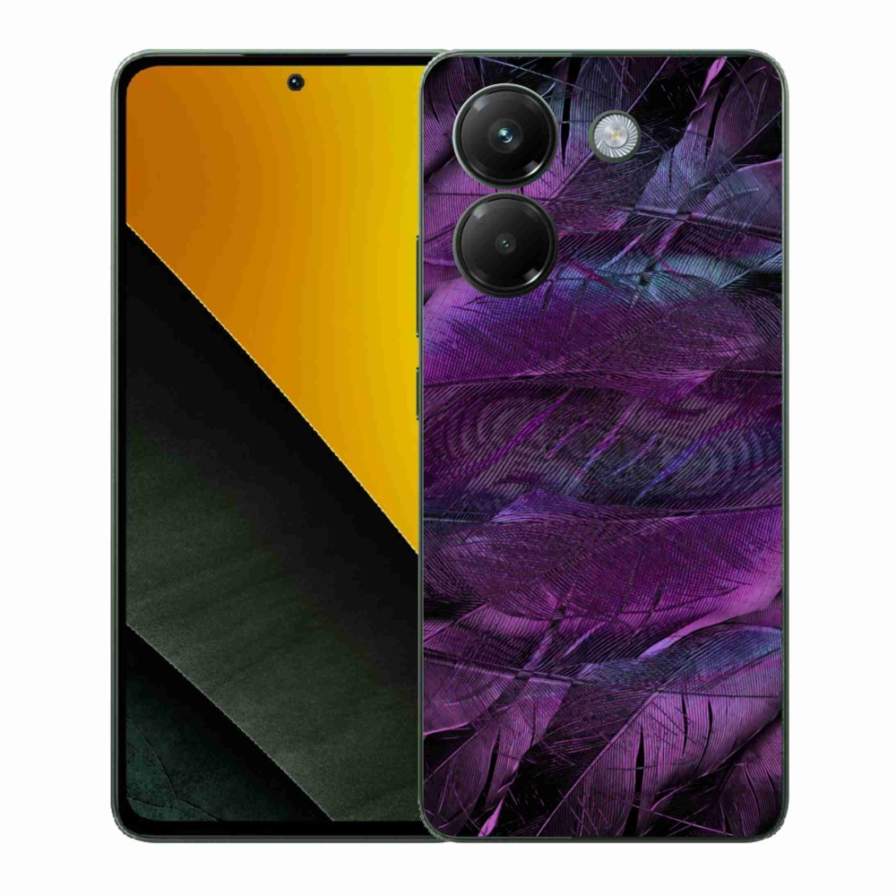 Gelový kryt mmCase na Xiaomi Poco M7 Pro 5G - fialová pírka