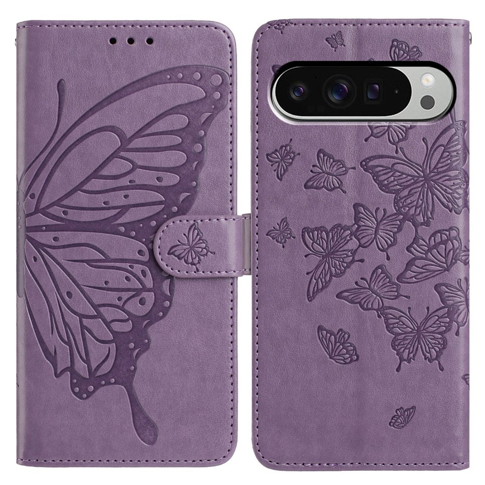 Floral Butterfly knížkové pouzdro na Google Pixel 10 Pro XL/Pixel 9 Pro XL - fialové