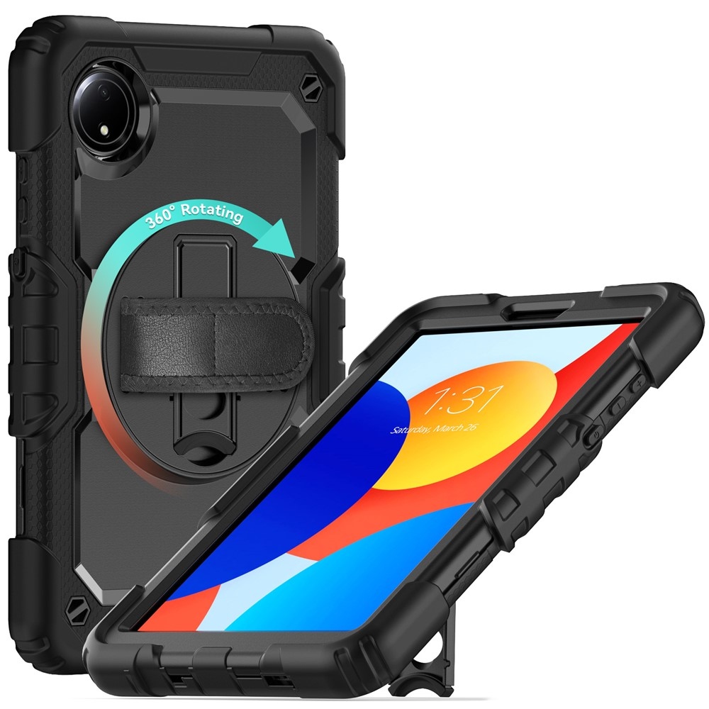 Strap odolný kryt s držákem na ruku a ramenním popruhem na Xiaomi Redmi Pad SE 8.7 - černý