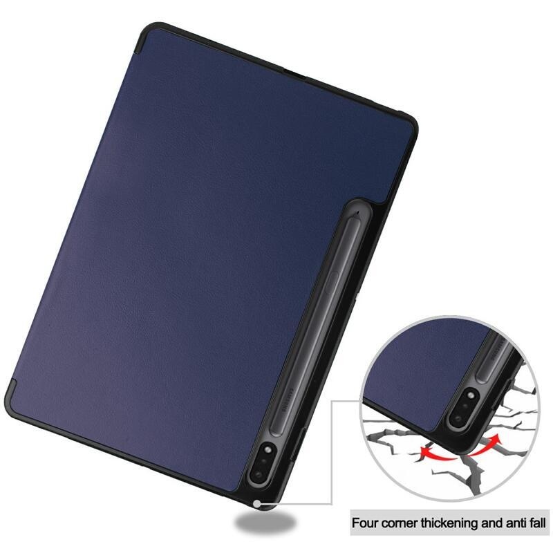 Polohovací chytré PU kožené pouzdro na tablet Samsung Galaxy Tab S8 - námořnická modrá