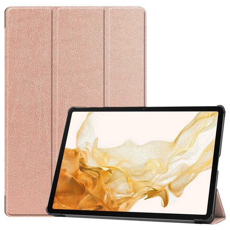 Polohovací chytré PU kožené pouzdro na tablet Samsung Galaxy Tab S8 Plus - růžovozlaté