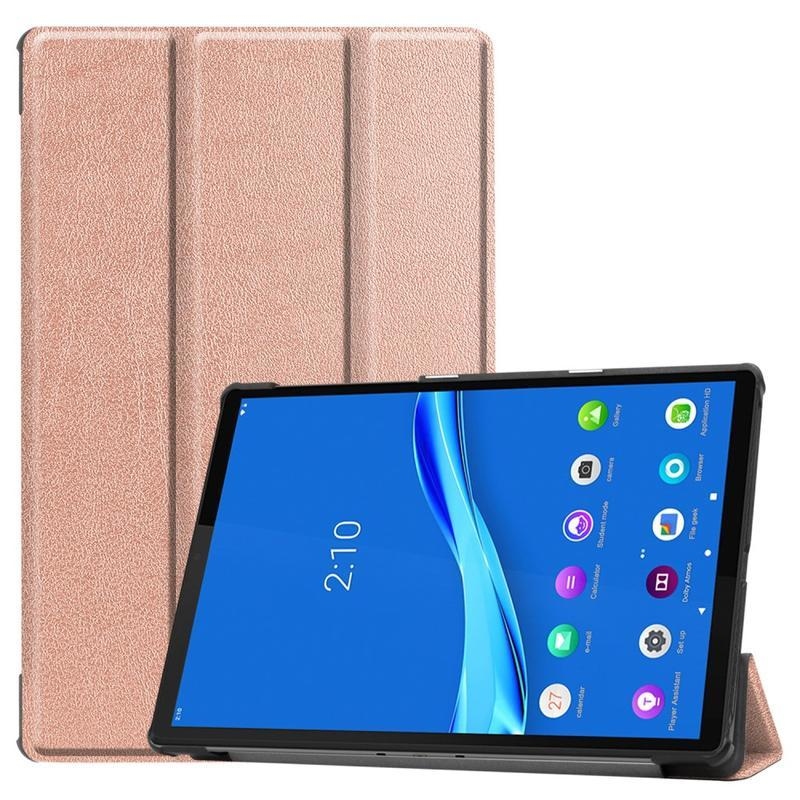 Polohovací PU kožené pouzdro na tablet Lenovo Tab M10 Plus TB-X606F/X/V - růžovozlaté