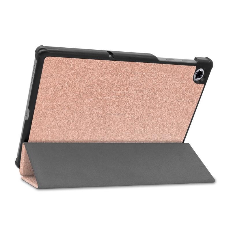 Polohovací PU kožené pouzdro na tablet Lenovo Tab M10 Plus TB-X606F/X/V - růžovozlaté