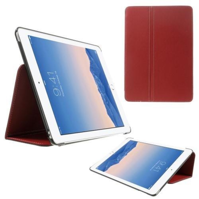 Polohovatelné PU kožené pouzdro na tablet iPad Air 2 - červené