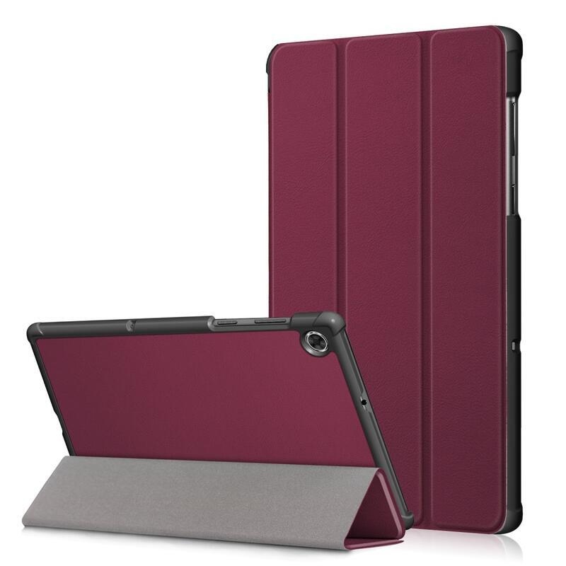 Polohovatelné PU kožené pouzdro na tablet Lenovo Tab M10 HD 2. Gen X306F/X - vínové
