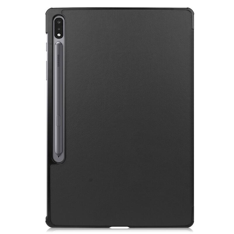Polohovatelné PU kožené pouzdro na tablet Samsung Galaxy Tab S7 Plus - černé