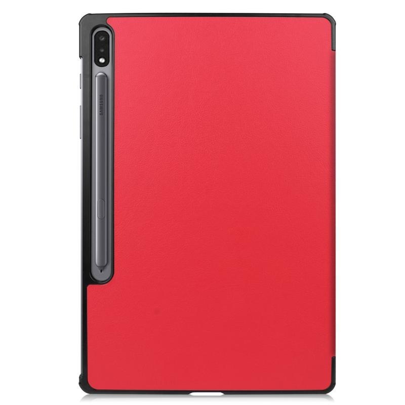 Polohovatelné PU kožené pouzdro na tablet Samsung Galaxy Tab S7 Plus - červené