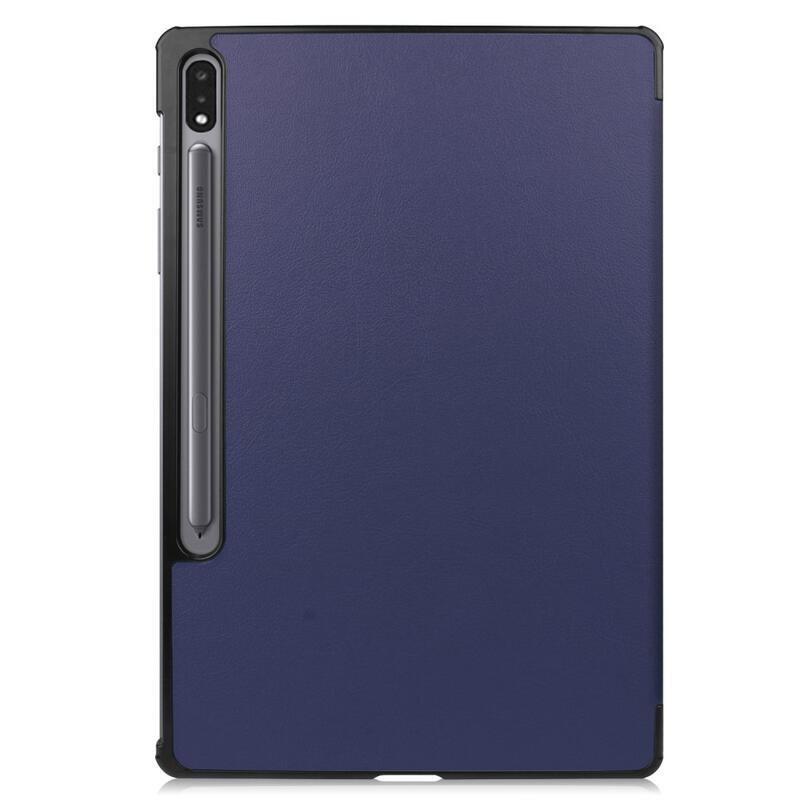 Polohovatelné PU kožené pouzdro na tablet Samsung Galaxy Tab S7 Plus - námořnická modrá