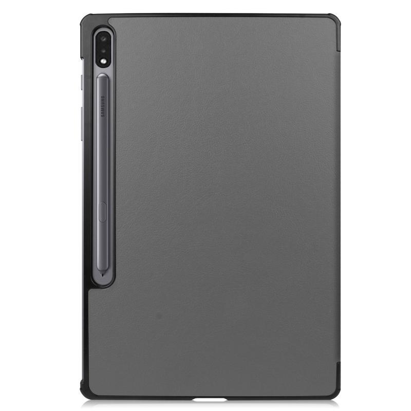 Polohovatelné PU kožené pouzdro na tablet Samsung Galaxy Tab S7 Plus - šedé