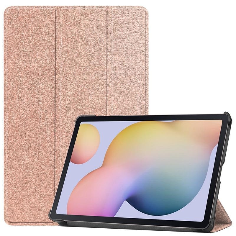 Polohovatelné PU kožené pouzdro na tablet Samsung Galaxy Tab S7 - růžovozlaté