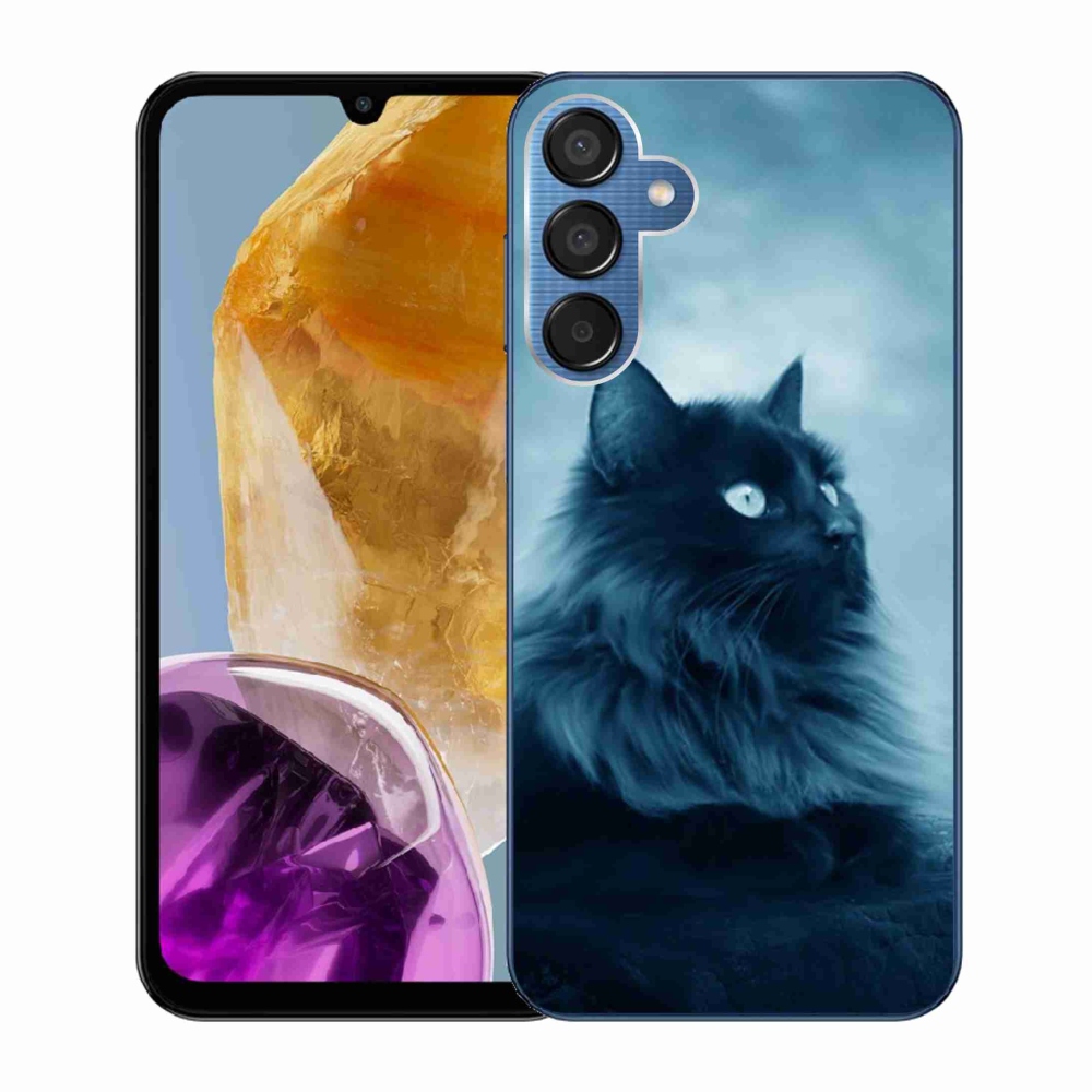 Gelový obal mmCase na Samsung Galaxy M15 5G - černá kočka 1