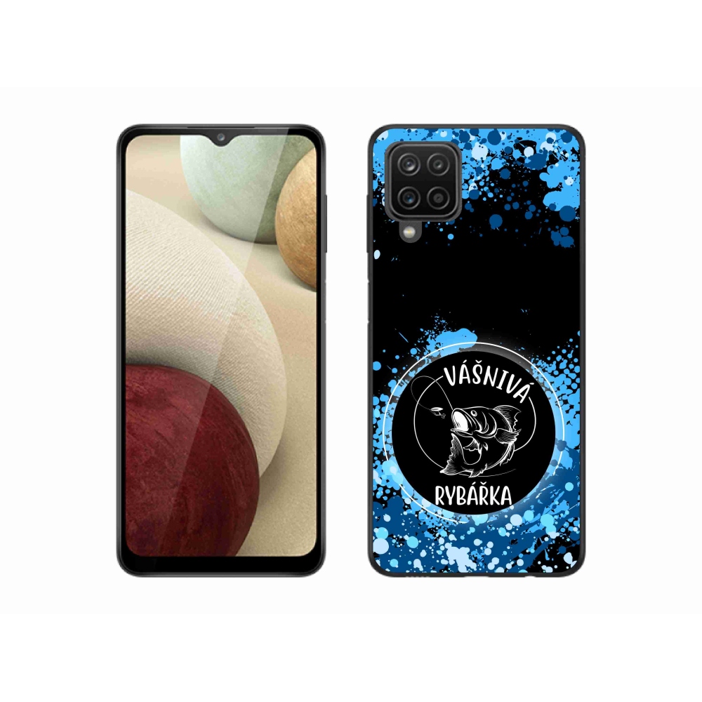 Gelový kryt mmCase na Samsung Galaxy M12 - vášnivá rybářka černé pozadí